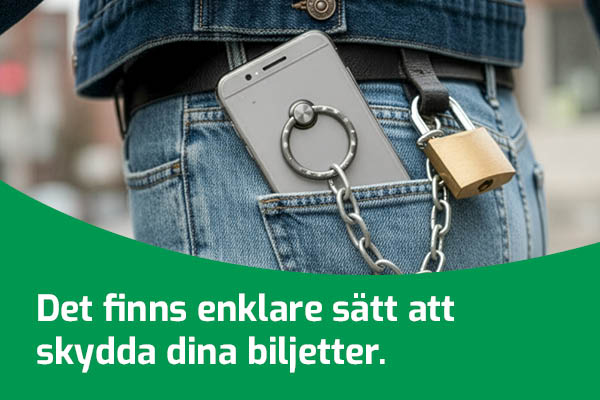 Logga in i appen och köp din biljett. Då är den alltid skyddad.